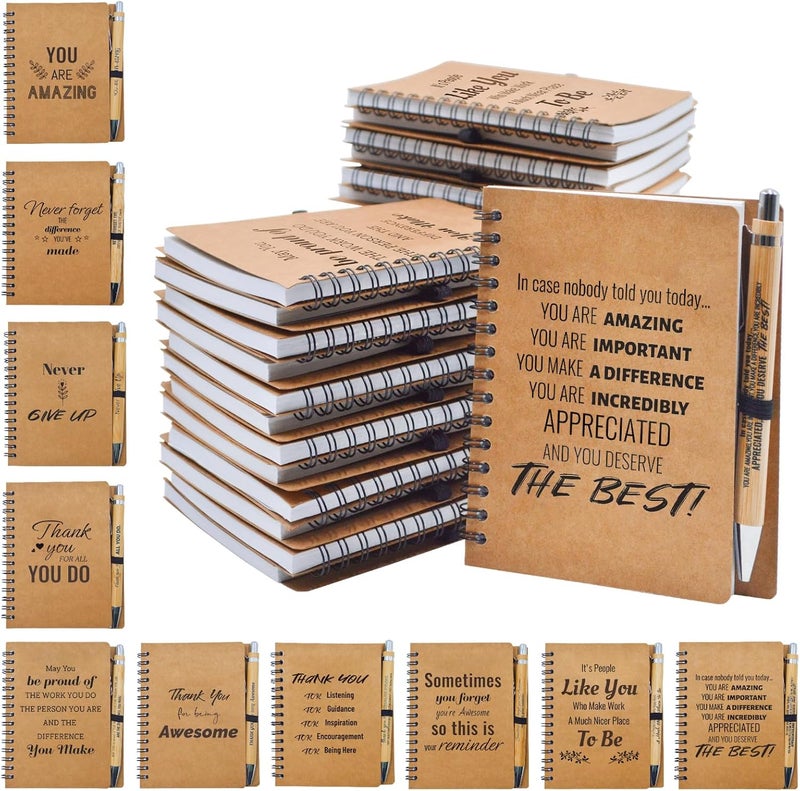 Tarevaniwa 60 Pcs Employee Appreciation Gifts Bulk -30 Sets of Inspirational Notebooks with Motivational Pens, Small Notepads for Coworkers, Office Staff, Team, Volunteer, Group, Teachers, Thank You Gifts - Image 1